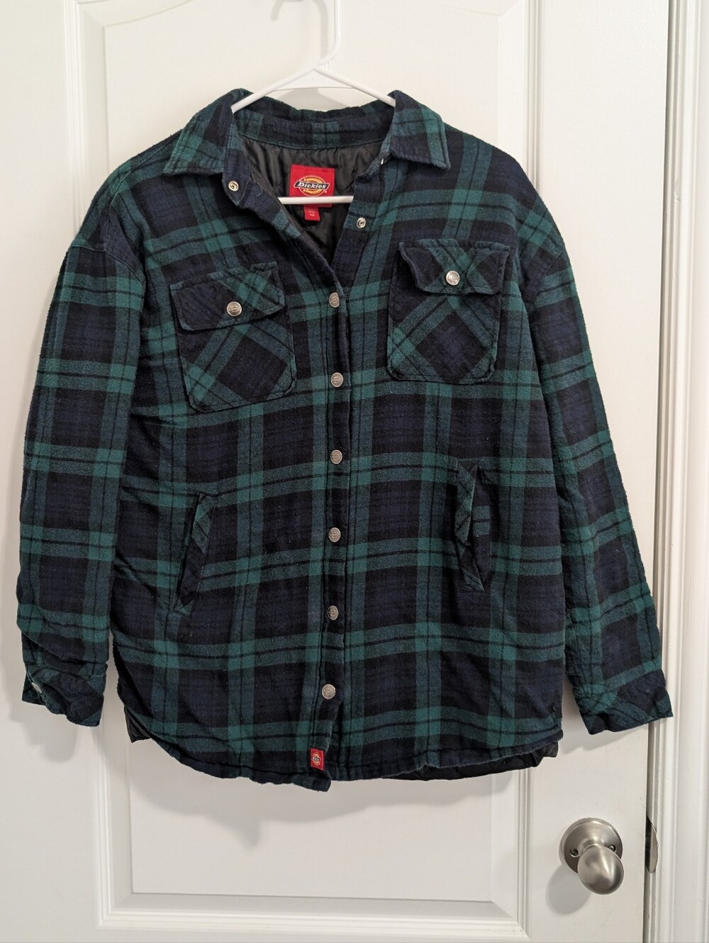 Dickies Green and Blue Plaid Lightweight Oversized Shirt Jacket XS